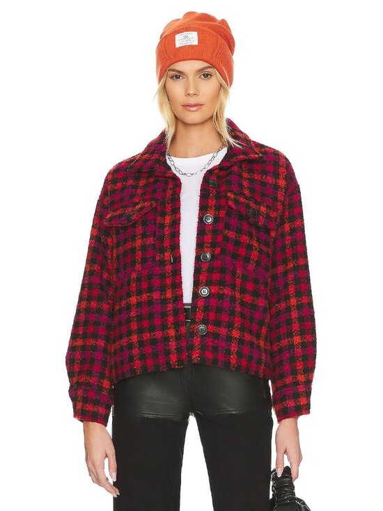 Sanctuary Tops - Sanctuary The Shacket XS Roller Plaid Button Front Long Sleeve Red Black Outdoor